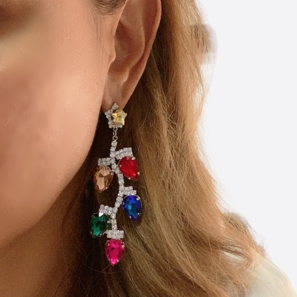 Christmas Lights Rhinestone Earrings
